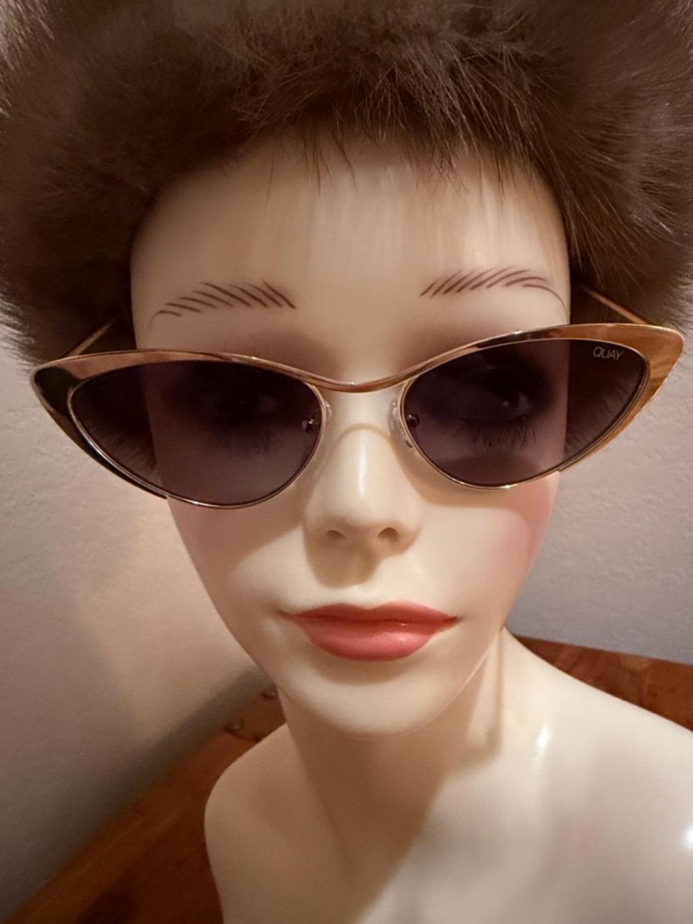 Quay Australia Gold Cat-Eye Sunglasses with Brown Lenses
